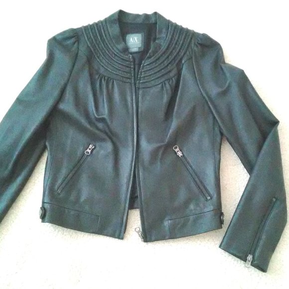 Armani Exchange Authentic Ladies Leather Jacket - Picture 1 of 5
